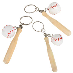 3" WOODEN BAT W/BASEBALL KEYCHAIN LLB Keychain