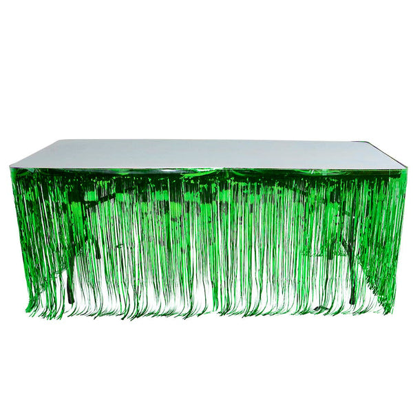 GREEN METALLIC FRINGE TABLE SKIRT 144