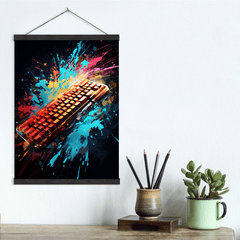 Vibrant Creative Splash Keyboard Canvas Wall Art Print