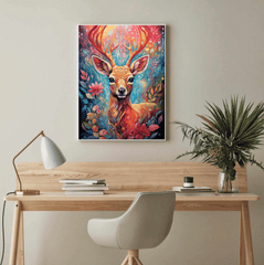 Vibrant Deer Fantasy Canvas Wall Art Print