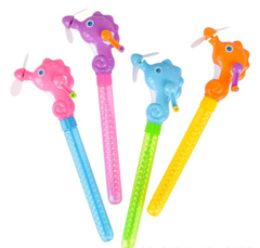 11.75" SEA HORSE WIND-UP FAN BUBBLE BATON LLB kids toys