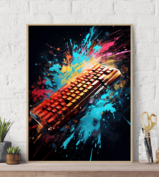 Vibrant Creative Splash Keyboard Canvas Wall Art Print