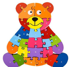 9" x 8.25" WOODEN BEAR LETTER PUZZLE LLB Puzzle