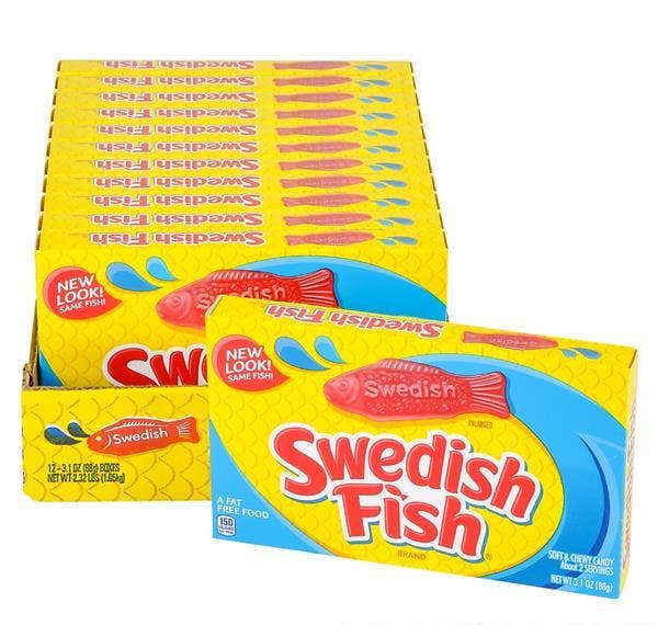 SWEDISH FISH RED THEATER BOX CANDY 12PC/CASE LLB kids toys