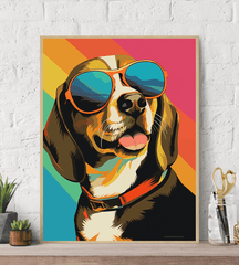 Trendy Beagle POP ART Sunglasses Canvas Wall Art Print