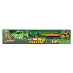 JUNGLE DIECAST 4 X 4 ROVER AND SPEEDBOAT LLB kids toys