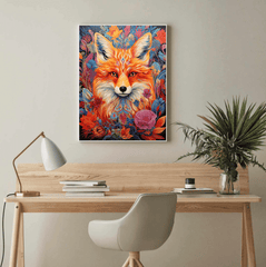 Vivid Mystical Floral Fox Canvas Wall Art Print