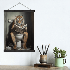 Tiger on Toilet Canvas Humor Wall Art print