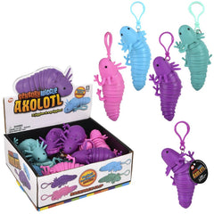 4" Wiggle Sensory Axolotl Backpack Clip 12ct LLB Backpack