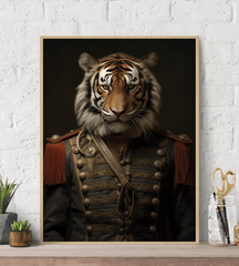 Tiger in Uniform Canvas Wall Art Print Poster