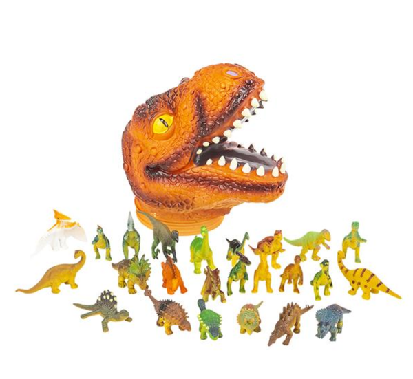 24 PC DINOSAUR SET WITH T-REX HEAD CASE LLB kids toys