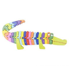 13.75" x 6" WOODEN CROCODILE LETTER PUZZLE LLB Puzzle