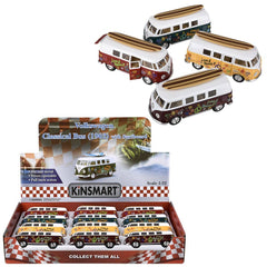 5" Diecast Pull Back 1962 VW Bus/Surfboard