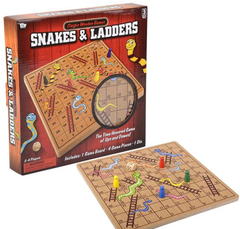 10" WOODEN SNAKES AND LADDERS LLB kids toys