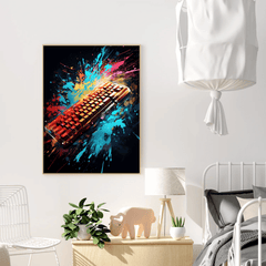 Vibrant Creative Splash Keyboard Canvas Wall Art Print