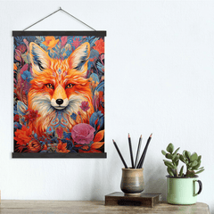 Vivid Mystical Floral Fox Canvas Wall Art Print