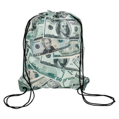 MONEY PRINT DRAWSTRING BACKPACK 16 x 13" LLB Backpack