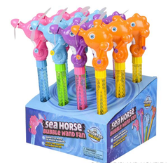 11.75" SEA HORSE WIND-UP FAN BUBBLE BATON LLB kids toys