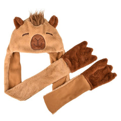 Plush Capybara Hoodie Scarf Hat 35"- LLB Toys