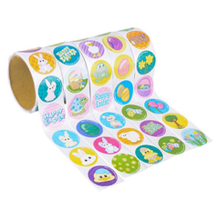 EASTER STICKER ROLL ASSORTMENT (500PCS/UNIT) LLB Sticker