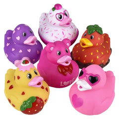 3.5" Valentine's Rubber Duck Assortment 12ct  Squishy Toys