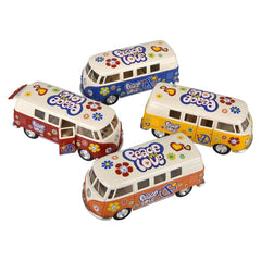 5" Diecast Pull Back 1962 VW Classic Bus/Printing -Ivory Top