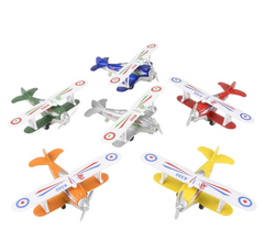 5.25" DIE-CAST PULL BACK CLASSIC BIPLANE LLB Car Toys