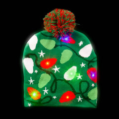 CHRISTMAS BULB LIGHT-UP BEANIE HAT