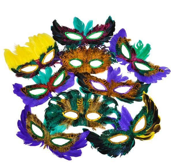 MARDI GRAS FEATHER MASKS 50PCS/PACKS LLB kids toys