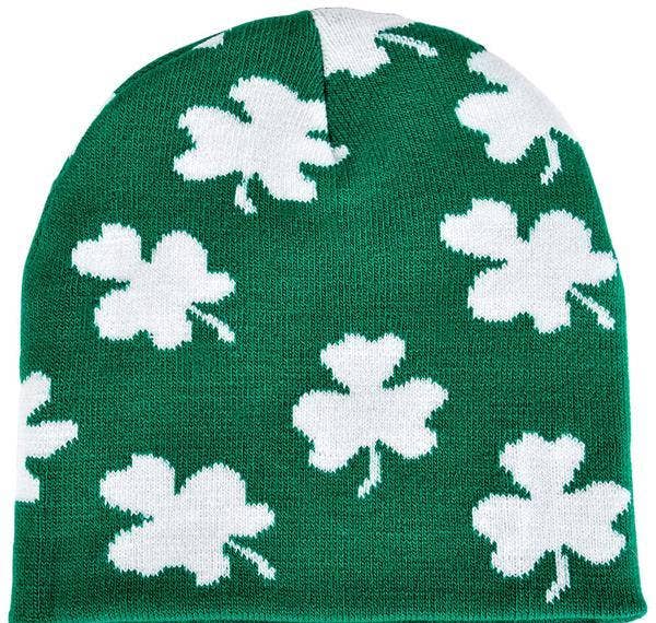 KNIT SHAMROCK BEANIE HAT