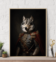 Wolf in Uniform Canvas Wall Art Print Poster