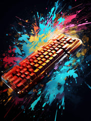 Vibrant Creative Splash Keyboard Canvas Wall Art Print