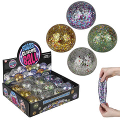 2.4" Sequin Squeezy Sugar Ball 12ct LLB Squishy Toys