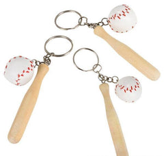 3" WOODEN BAT W/BASEBALL KEYCHAIN LLB Keychain