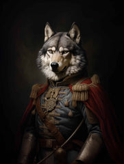 Wolf in Uniform Canvas Wall Art Print Poster