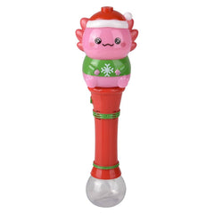 Light-Up Christmas Axolotl Bubble Wand 12"- LLB Toys