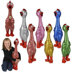 24" Giant Sparkle Rubber Chicken 6ct LLB kids toys