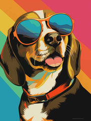 Trendy Beagle POP ART Sunglasses Canvas Wall Art Print