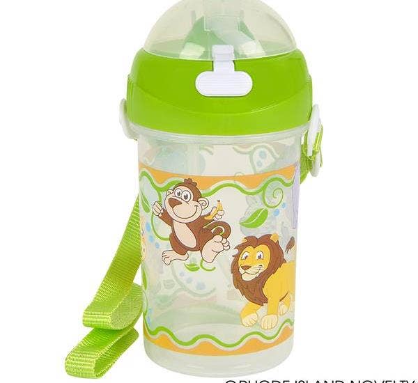 12OZ POP UP STRAW SAFARI WATER BOTTLE LLB kids toys