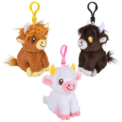 4" Plush Highland Cow Clip On