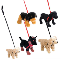 11" PET DOGS W/ 35" LEASH LLB Plush Toys