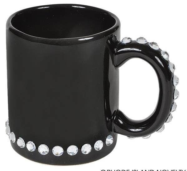 CERAMIC BLACK MUG WITH RHINESTONE LLB kids toys