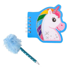 3.5" UNICORN NOTEBOOK WITH FEATHER PEN LLB Stationary