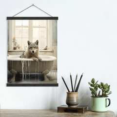 Wolf bathing Canvas Wall Art print