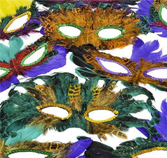 MARDI GRAS FEATHER MASKS 50PCS/PACKS LLB kids toys