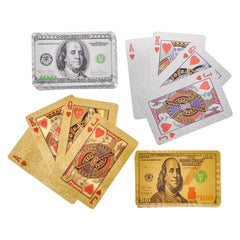 GOLD AND SILVER FOIL $100 BILL PLAYING CARDS LLB kids toys